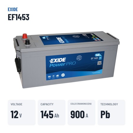 Bateria de camião Exide EF1453 12V 145Ah 900A | baterias.com