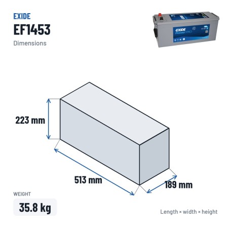 Bateria de camião Exide EF1453 12V 145Ah 900A | baterias.com