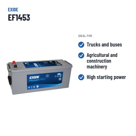 Bateria de camião Exide EF1453 12V 145Ah 900A | baterias.com