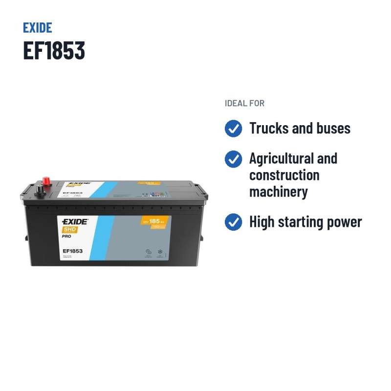 LKW-Batterie Exide EF1853 12V 185Ah 1150A | baterias.com