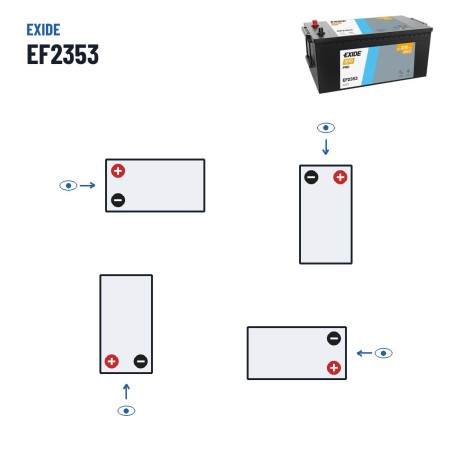 Batterie camion Exide EF2353 12V 235Ah 1300A | baterias.com