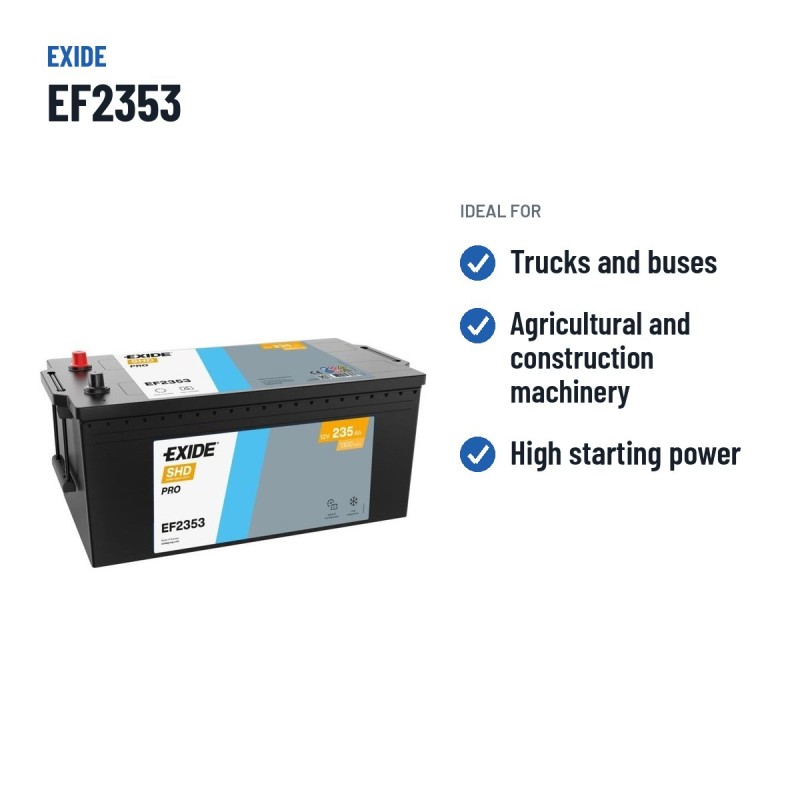Batterie camion Exide EF2353 12V 235Ah 1300A | baterias.com