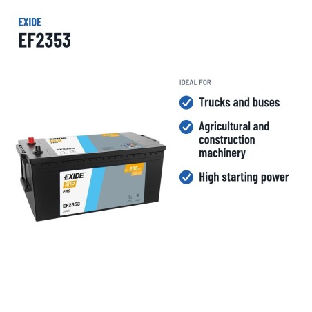 Batterie camion Exide EF2353 12V 235Ah 1300A | baterias.com