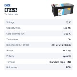 Batterie camion Exide EF2353 12V 235Ah 1300A | baterias.com