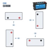 Truck battery Exide EG1008 12V 100Ah 680A – polarity (layout 0, + right)