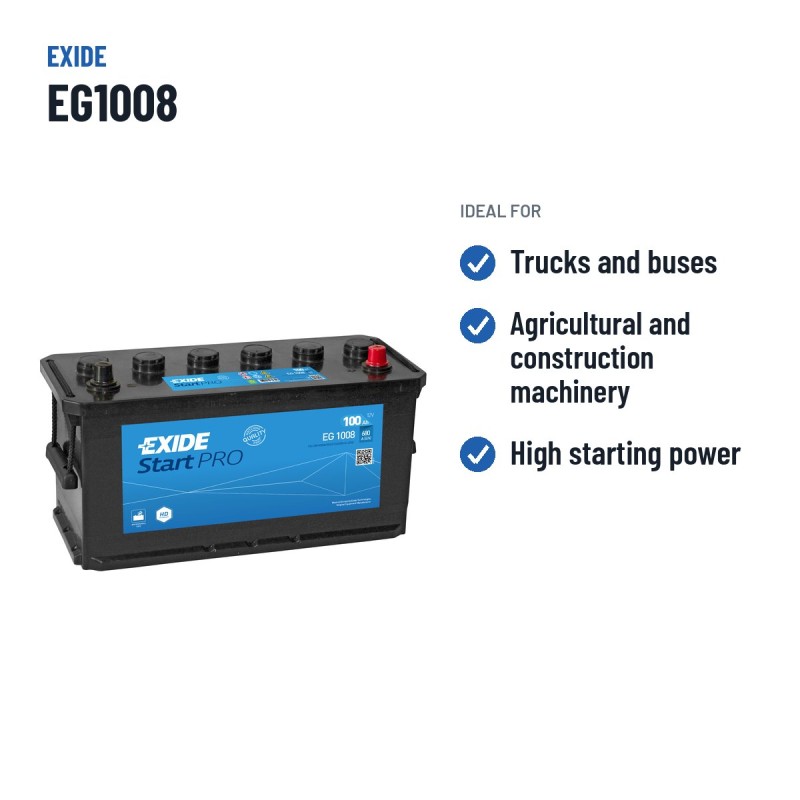 LKW-Batterie Exide EG1008 12V 100Ah 680A – empfohlene Einsatzbereiche