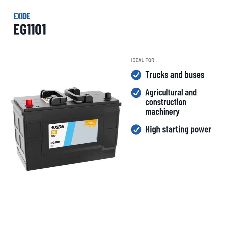 LKW-Batterie Exide EG1101 12V 110Ah 750A – empfohlene Einsatzbereiche