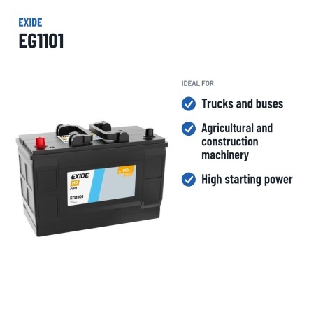 Batteria camion Exide EG1101 12V 110Ah 750A – usi consigliati