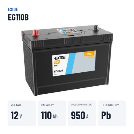 Bateria de camião Exide EG110B 12V 110Ah 950A | baterias.com
