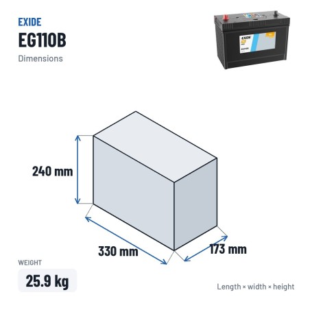 Bateria de camião Exide EG110B 12V 110Ah 950A | baterias.com