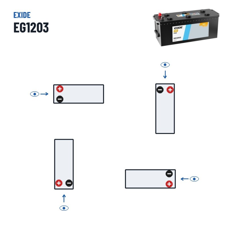 Batterie camion Exide EG1203 12V 120Ah 680A | baterias.com