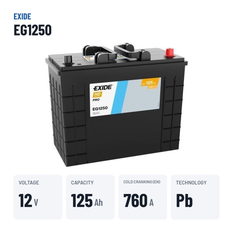 Batería de camión Exide EG1250 12V 125Ah 760A – datos clave