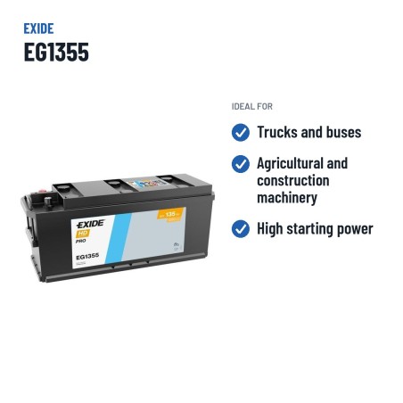 Batteria camion Exide EG1355 12V 135Ah 1000A – usi consigliati