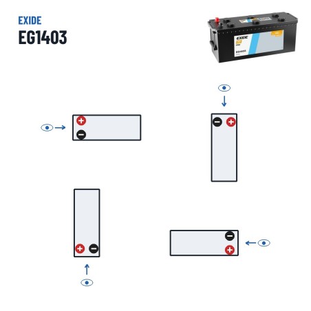 Truck battery Exide EG1403 12V 140Ah 800A – polarity (layout 3)