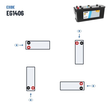 Batería de camión Exide EG1406 12V 140Ah 800A – polaridad (esquema 4)