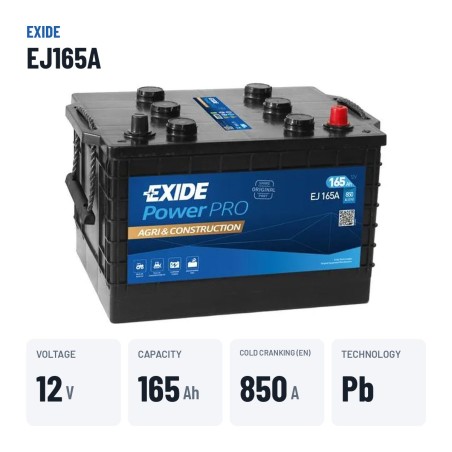 Batería de camión Exide EJ165A1 12V 165Ah 850A – datos clave