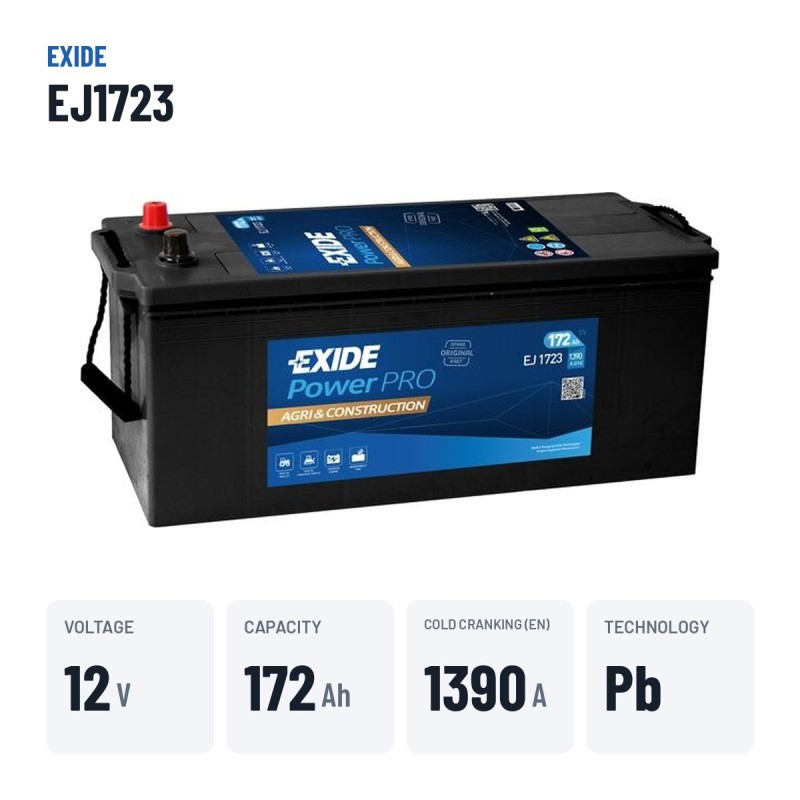 Batteria camion Exide EJ1723 12V 172Ah 1390A – dati principali