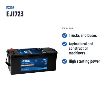 Batteria camion Exide EJ1723 12V 172Ah 1390A – usi consigliati