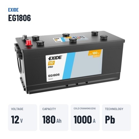 Batteria camion Exide EG1806 12V 180Ah 1000A – dati principali