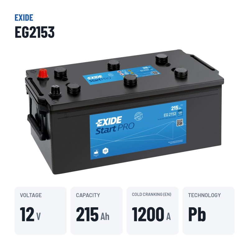 LKW-Batterie Exide EG2153 12V 215Ah 1200A | baterias.com