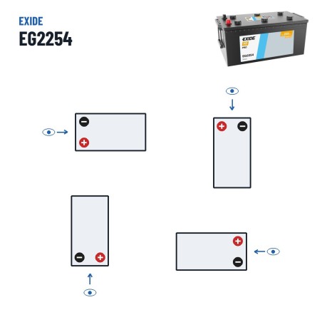 Truck battery Exide EG2254 12V 225Ah 1200A – polarity (layout 4)