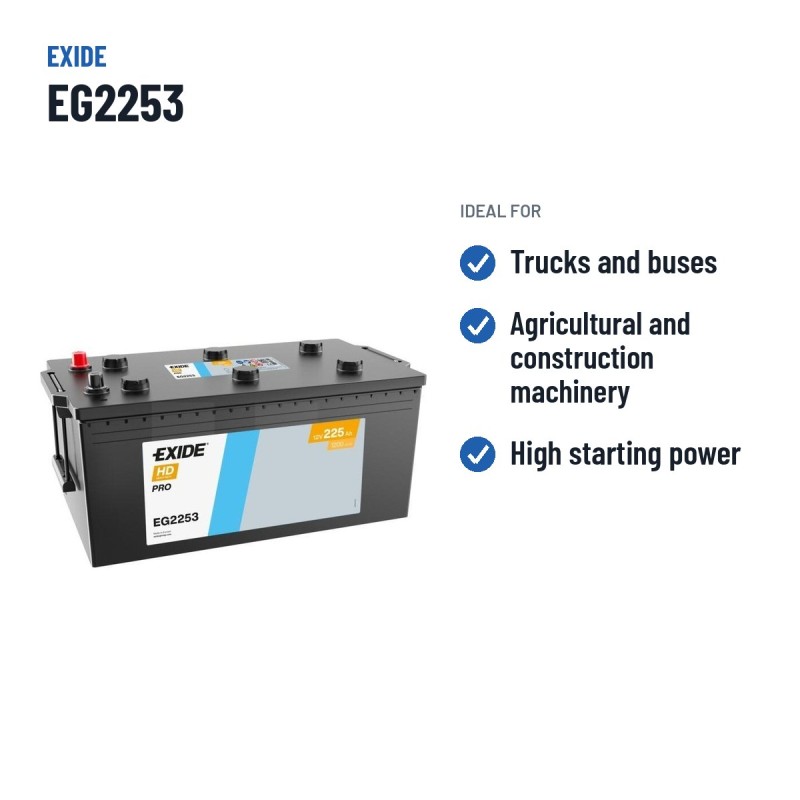 Batería de camión Exide EG2253 12V 225Ah 1200A | baterias.com