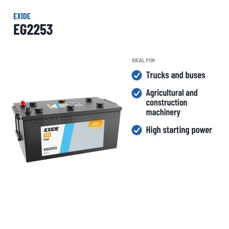 Batería de camión Exide EG2253 12V 225Ah 1200A | baterias.com