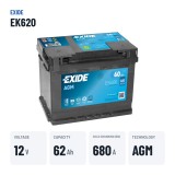 Batteria Start-Stop Exide EK600 12V 60Ah 680A AGM – dati principali