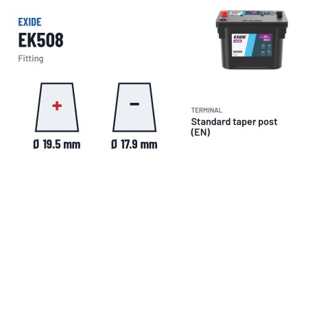 Bateria Start-Stop Exide EK508 12V 50Ah 800A AGM | baterias.com