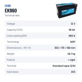 Start-Stopp-Batterie Exide EK950 12V 95Ah 850A AGM | baterias.com