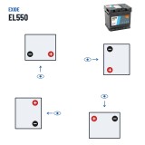 Start-Stop battery Exide EL550 12V 55Ah 540A EFB – polarity (layout 0, + right)