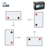 Batería Start-Stop Exide EL955 12V 95Ah 800A EFB – polaridad (esquema 1, + izquierda)