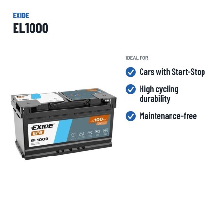 Batterie Start-Stop Exide EL1000 12V 100Ah 900A EFB