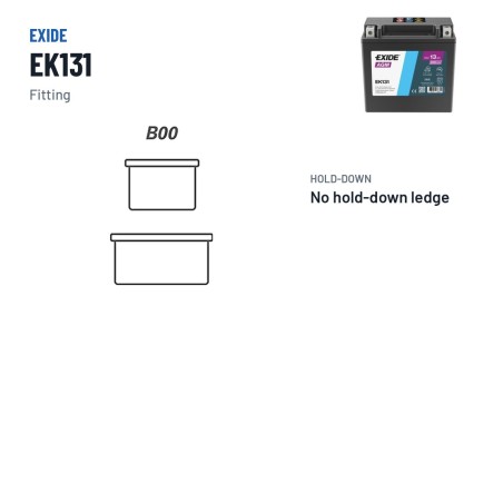 Zusatzbatterie Exide EK131 12V 13Ah 200A AGM – Pole und Befestigung