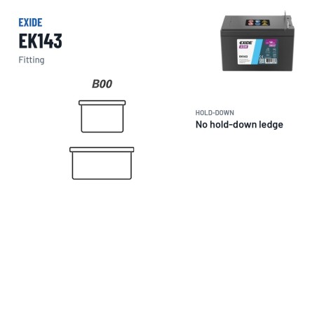 Batterie auxiliaire Exide EK143 12V 14Ah 80A AGM – bornes et fixation