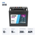 Batterie auxiliaire Exide EK151 12V 15Ah 200A AGM – caractéristiques clés