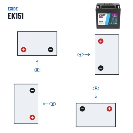 Batteria ausiliaria Exide EK151 12V 15Ah 200A AGM | baterias.com