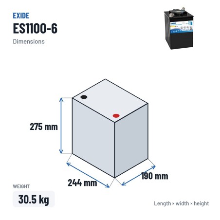 Bateria náutica Exide ES1100-6 6V 200Ah 950A GEL | baterias.com