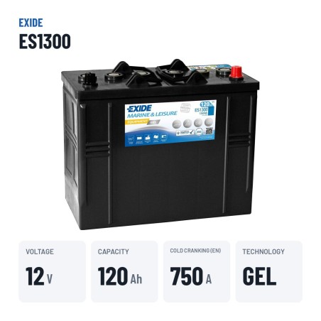 Batteria nautica Exide ES1300 12V 120Ah 750A GEL | baterias.com