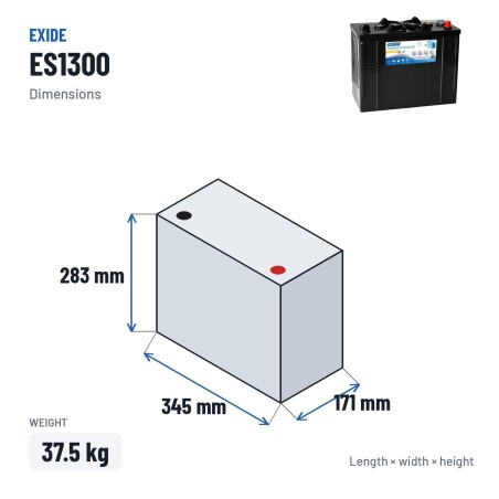 Batteria nautica Exide ES1300 12V 120Ah 750A GEL | baterias.com