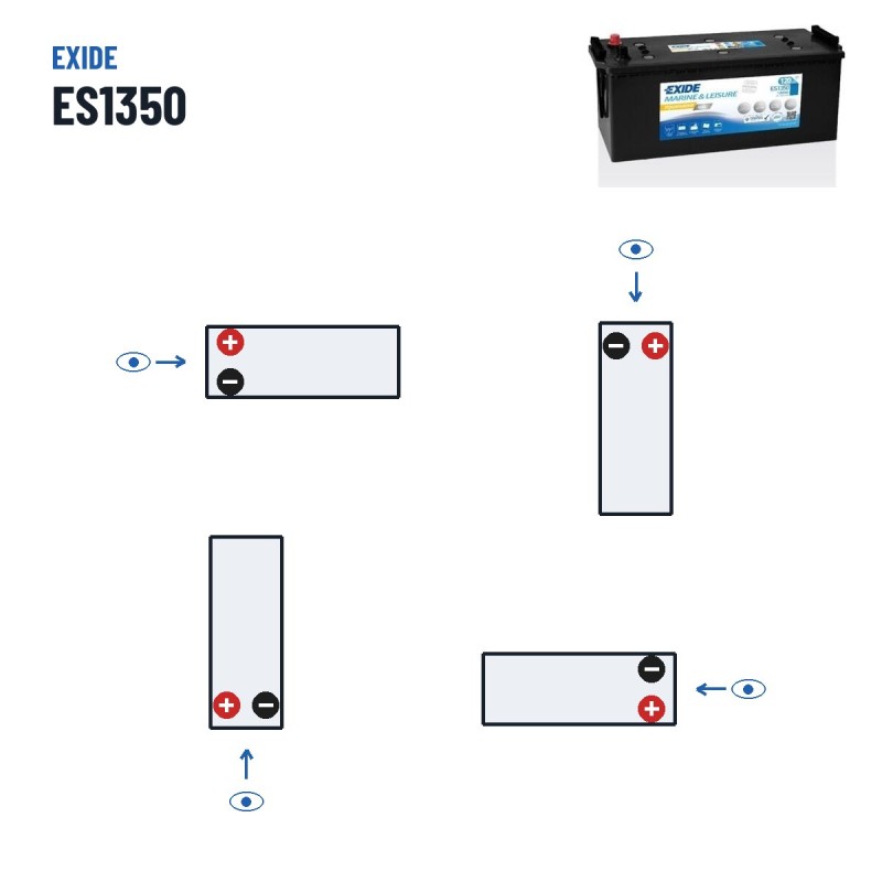 Marine battery Exide ES1350 12V 120Ah 760A GEL – polarity (layout 3)