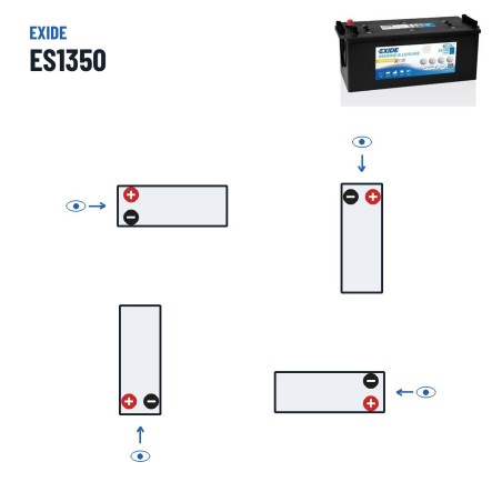 Marine battery Exide ES1350 12V 120Ah 760A GEL – polarity (layout 3)