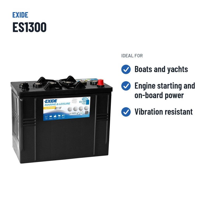 Batteria nautica Exide ES1300 12V 120Ah 750A GEL | baterias.com