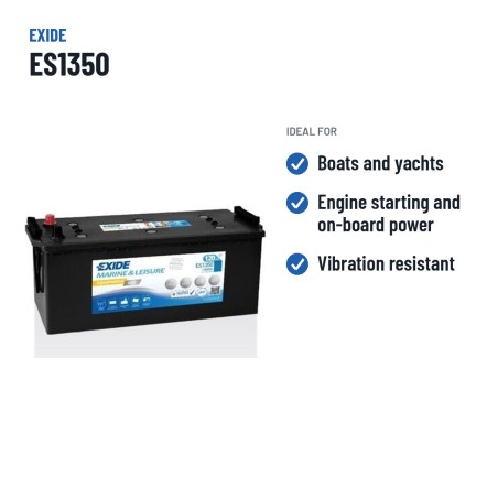 Batteria nautica Exide ES1350 12V 120Ah 760A GEL | baterias.com