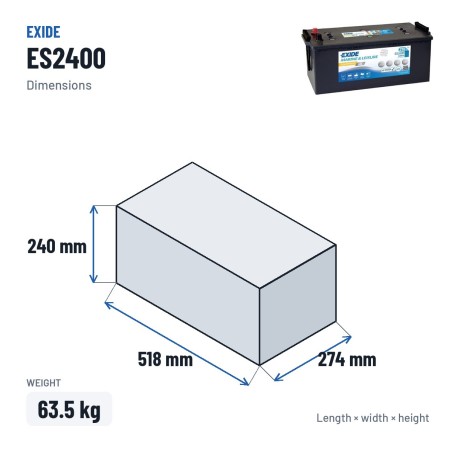 Marine battery Exide ES2400 12V 210Ah 1030A GEL | baterias.com