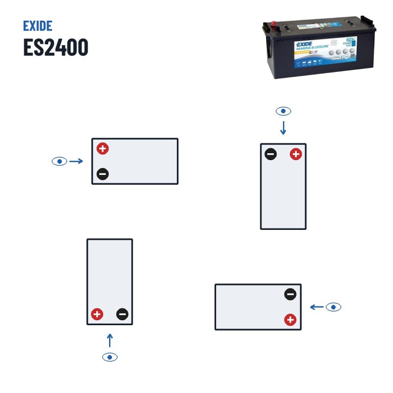 Marine battery Exide ES2400 12V 210Ah 1030A GEL | baterias.com