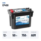 Marine battery Exide EP450 12V 50Ah 750A AGM – key specs