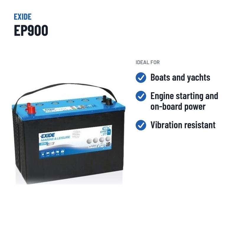 Bootsbatterie Exide EP900 12V 100Ah 800A AGM | baterias.com