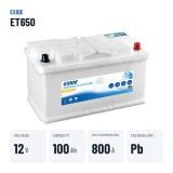 Marine battery Exide ET650 12V 100Ah 800A – key specs