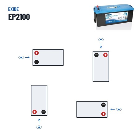 Bootsbatterie Exide EP2100 12V 240Ah 1200A AGM – Polarität (Schaltung 3)